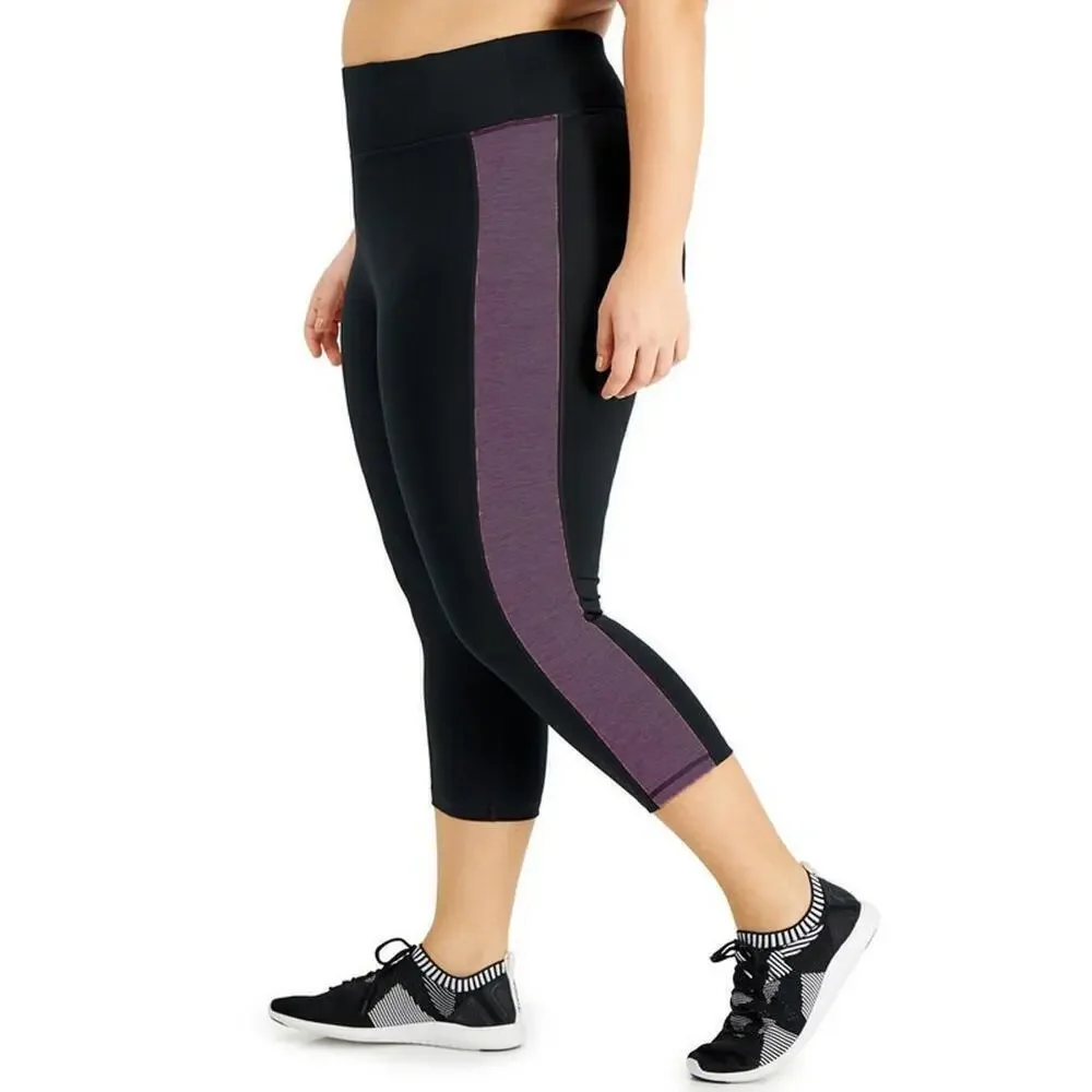 ID Ideology Women's Plus Size Colorblocked Capri Leggings 1X
